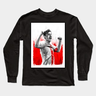 Robert Lewandowski Poland Football Artwork Long Sleeve T-Shirt